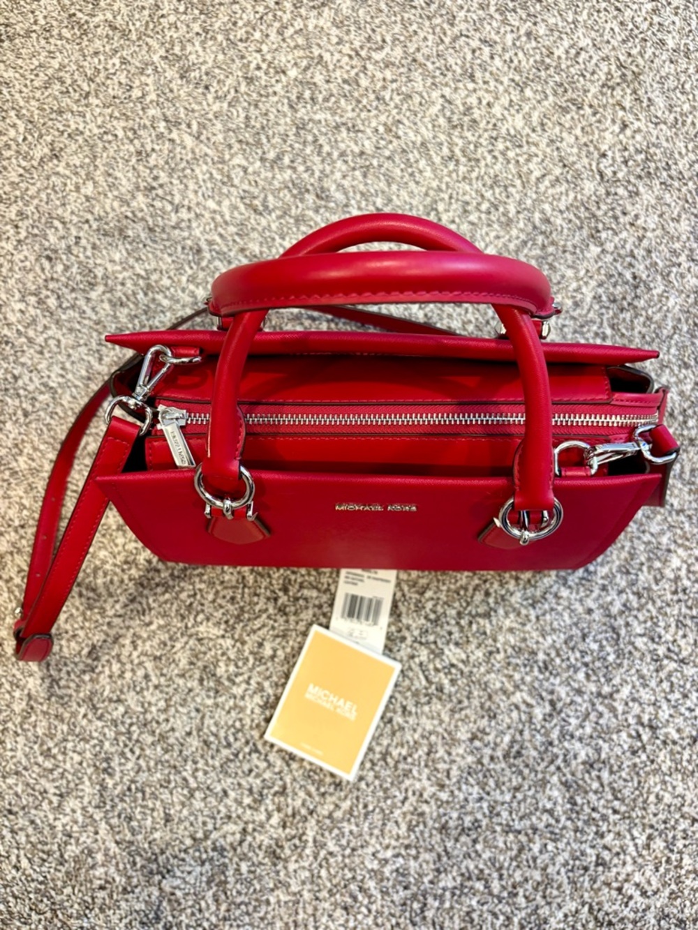 Michael Kors Red Saffiano Satchel with Top Handles and Strap NWT - Picture 4 of 8